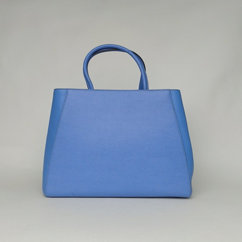 FENDI PETITE2JOURS大號藍色牛皮銀扣肩背包-2