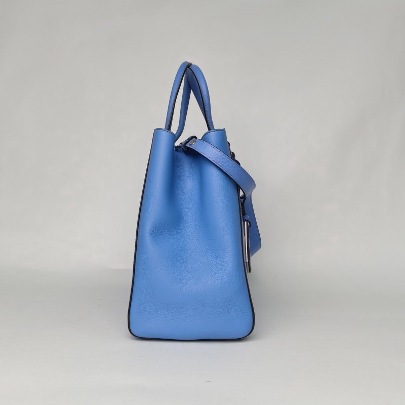 FENDI PETITE2JOURS大號藍色牛皮銀扣肩背包-3