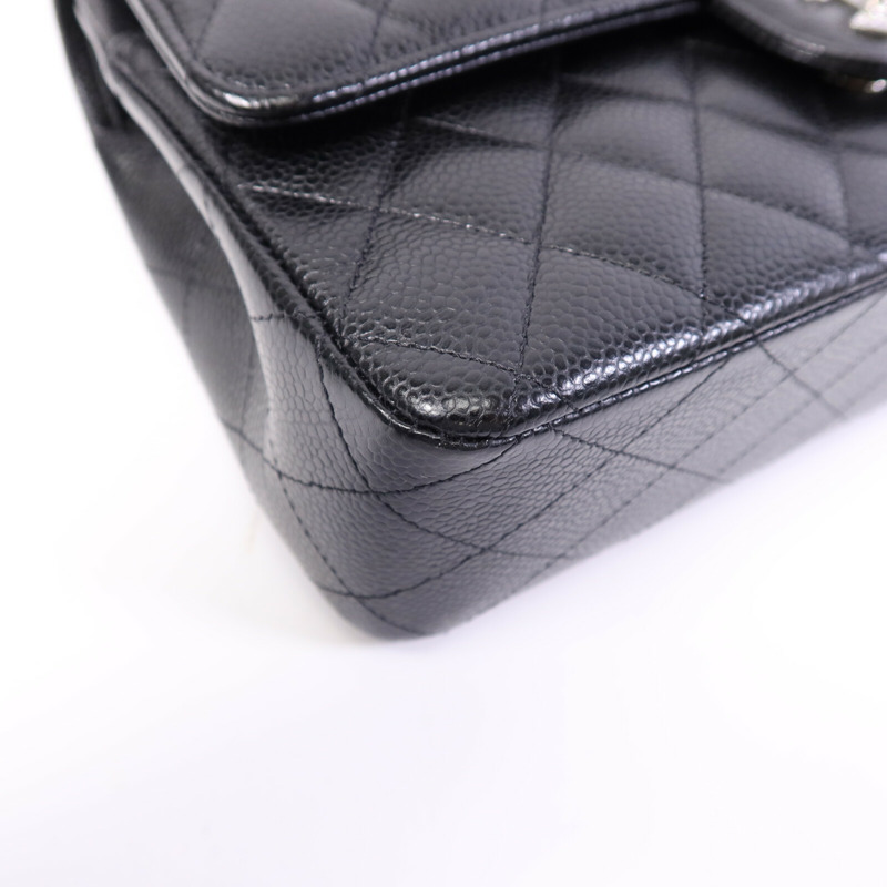 CHANEL 牛皮皮革Classic 25銀扣鏈帶肩背袋-11