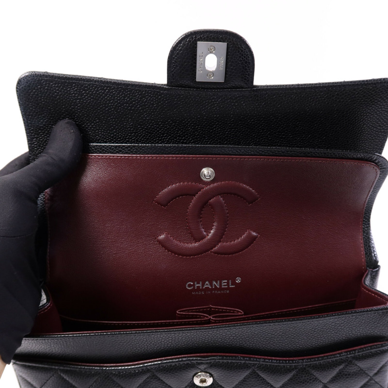 CHANEL 牛皮皮革Classic 25銀扣鏈帶肩背袋-15
