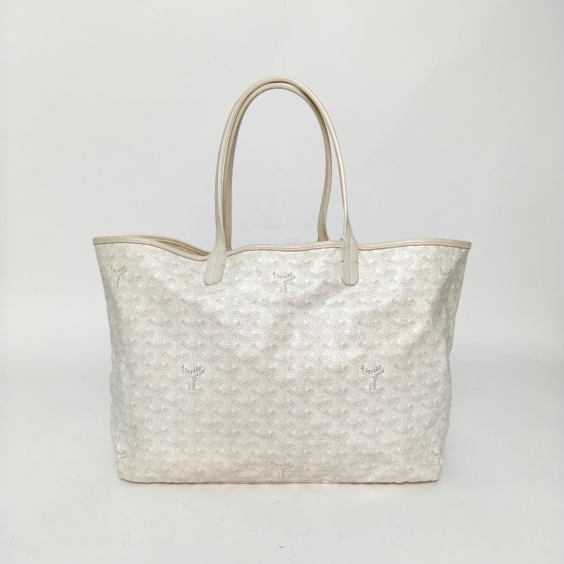 GOYARD SaintLouis購物袋子母包34中號白色PVC銀扣肩背包-0