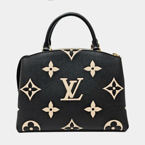 LOUIS VUITTON PALAIS 小號黑色牛皮老花壓紋單肩包手提包斜挎包 金色五金 可拆卸肩帶