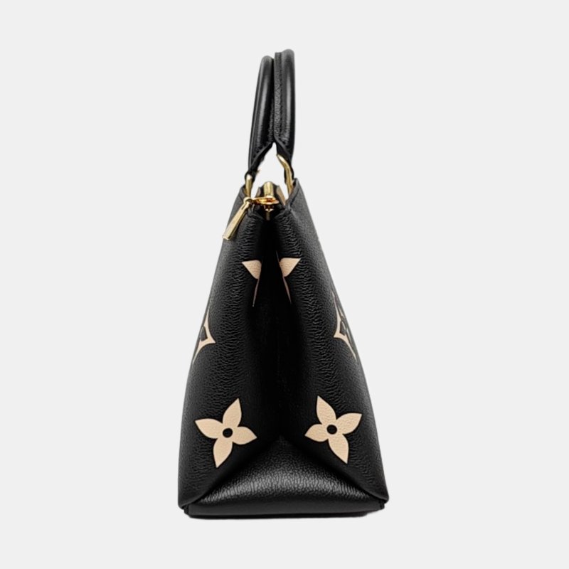 LOUIS VUITTON PALAIS 小號黑色牛皮老花壓紋單肩包手提包斜挎包 金色五金 可拆卸肩帶-4