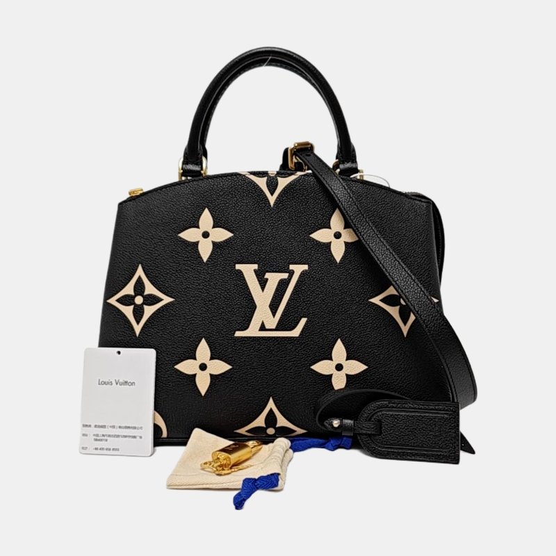 LOUIS VUITTON PALAIS 小號黑色牛皮老花壓紋單肩包手提包斜挎包 金色五金 可拆卸肩帶-7
