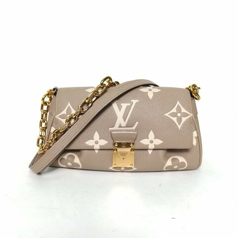 LOUIS VUITTON Favorite鏈條雲朵包牛皮晶片灰色肩背包