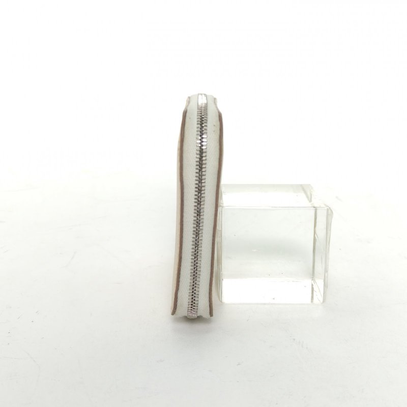 HERMES 10奶昔白Epsom皮Z刻銀扣skinin拉鏈錢包肩背包-3