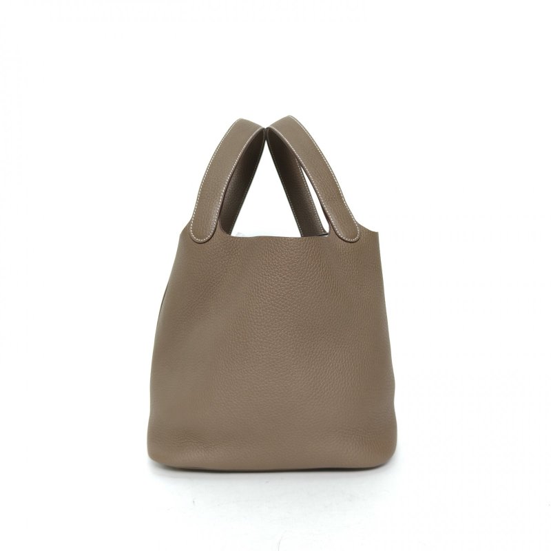 HERMES Picotin菜籃子2218大象灰TC皮D刻金扣肩背包-1