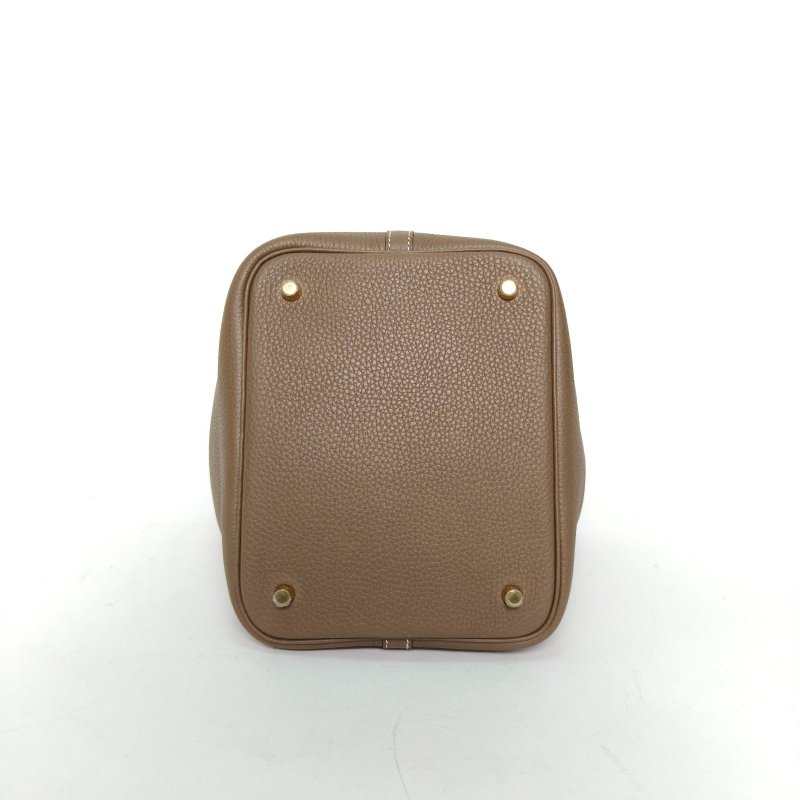 HERMES Picotin菜籃子2218大象灰TC皮D刻金扣肩背包-4