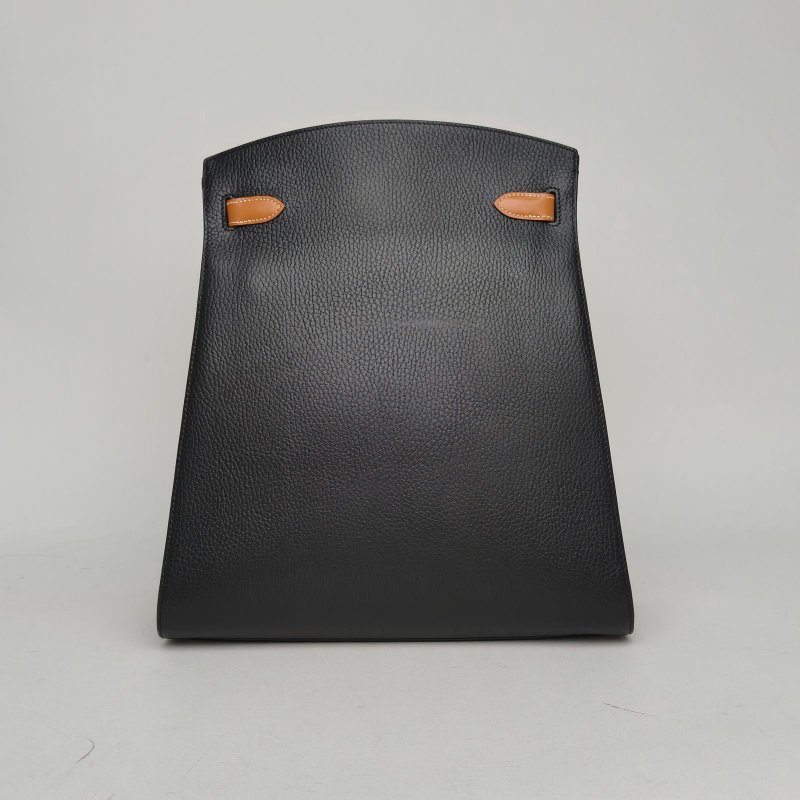 HERMES Kellysport大號2589黑色拼21自然色Buffalo阿登皮圈Z金扣肩背包-2