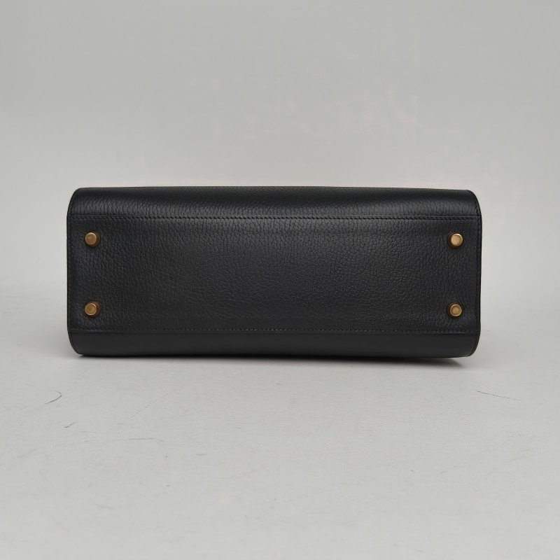 HERMES Kellysport大號2589黑色拼21自然色Buffalo阿登皮圈Z金扣肩背包-4