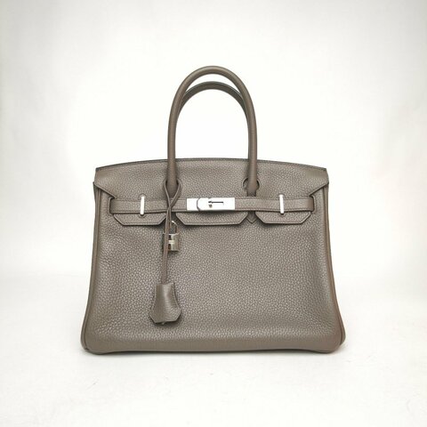 HERMES Birkin3018大象灰Togo皮X刻銀扣肩背包