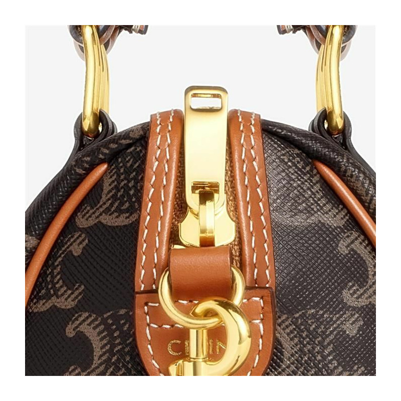 CELINE 小號波士頓 Triumph 帆布小牛皮包 113772CAS04LU-9