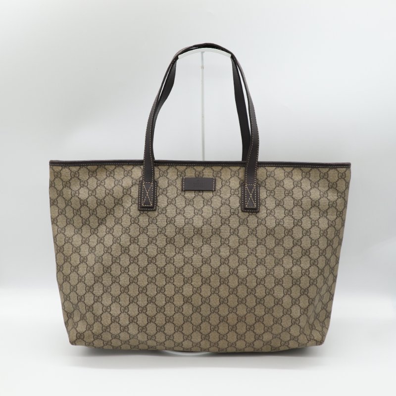 Gucci 古馳 GG Supreme 米白棕色 帆布 托特包-0