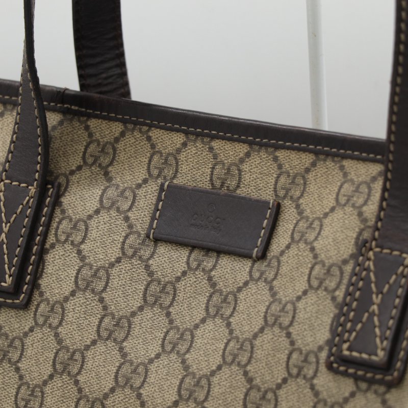 Gucci 古馳 GG Supreme 米白棕色 帆布 托特包-5
