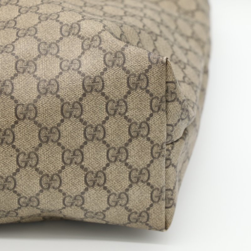 Gucci 古馳 GG Supreme 米白棕色 帆布 托特包-7