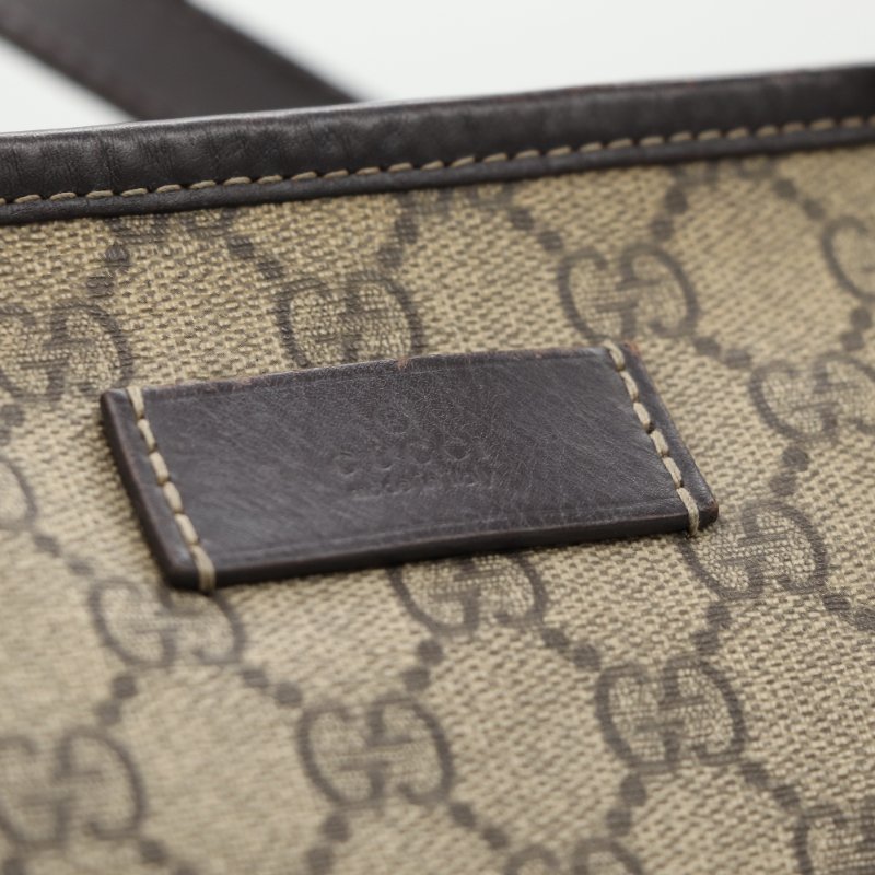 Gucci 古馳 GG Supreme 米白棕色 帆布 托特包-11