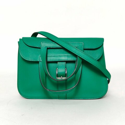 HERMES HalzanMINI226W薄荷綠Swift皮A刻銀扣肩背包