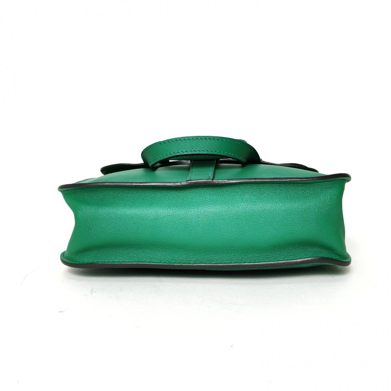 HERMES HalzanMINI226W薄荷綠Swift皮A刻銀扣肩背包-4