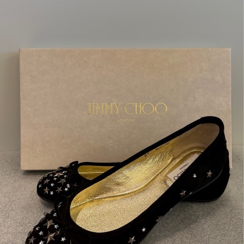 JIMMY CHOO 星形鉚釘平底芭蕾舞鞋 （黑-37）