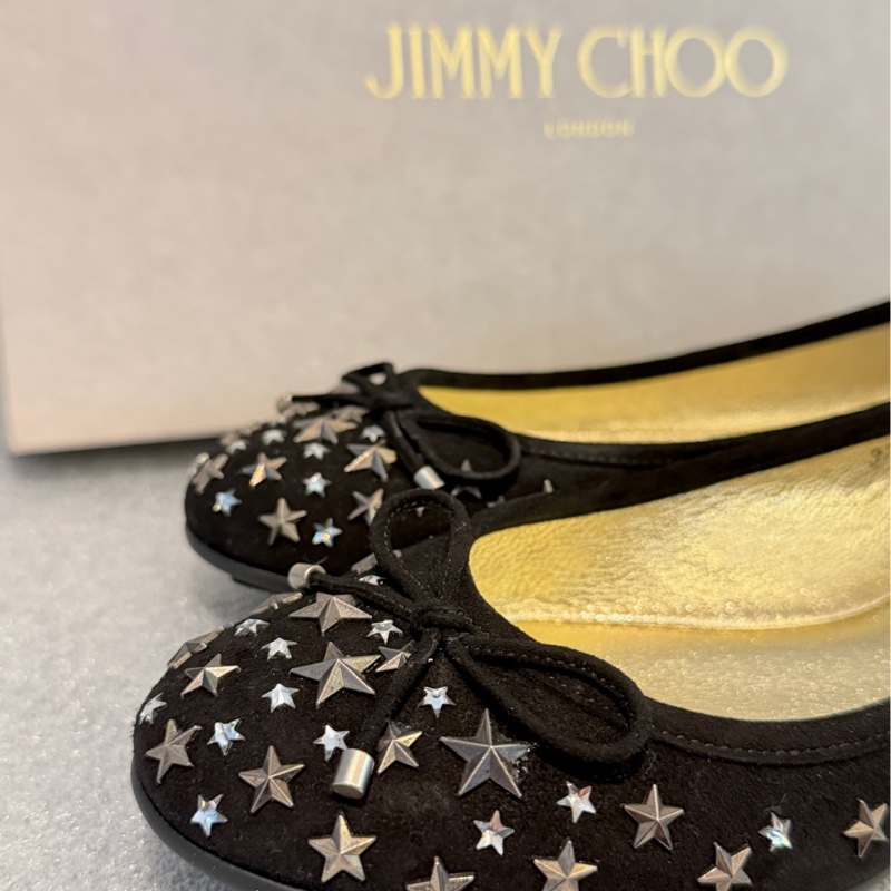 JIMMY CHOO 星形鉚釘平底芭蕾舞鞋 （黑-37）-1