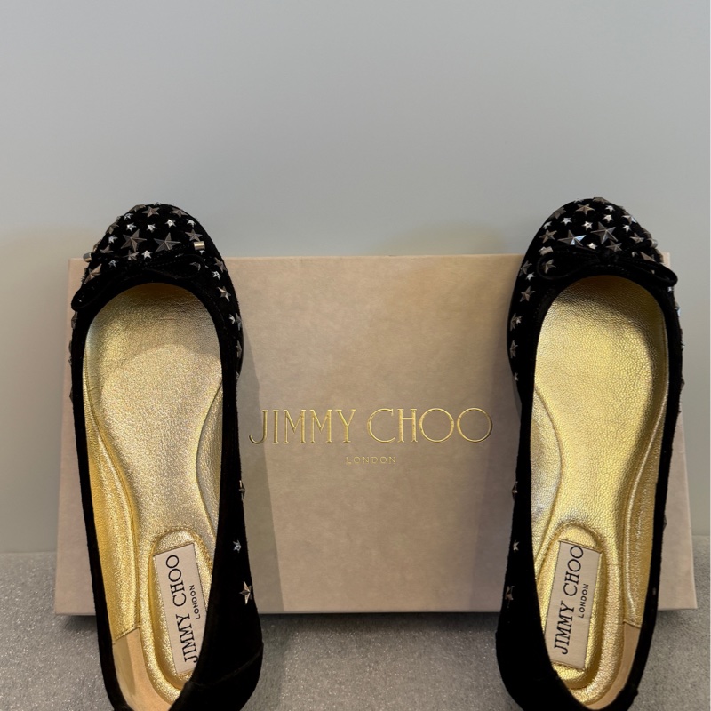 JIMMY CHOO 星形鉚釘平底芭蕾舞鞋 （黑-37）-6