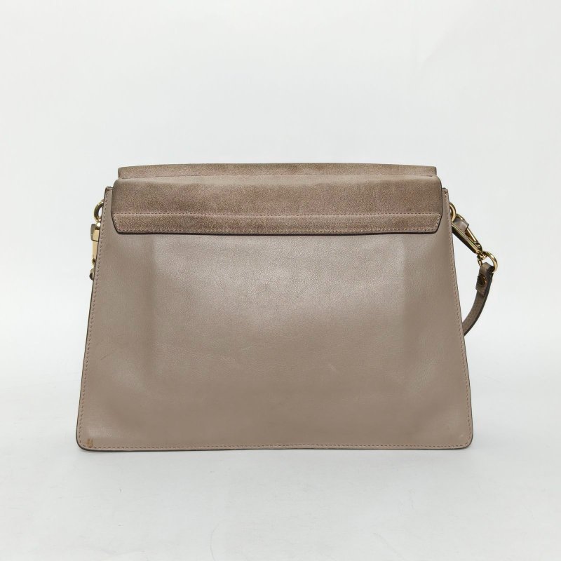 CHLOE FAYEDAY中號灰色牛皮/麂皮金扣肩背包-2