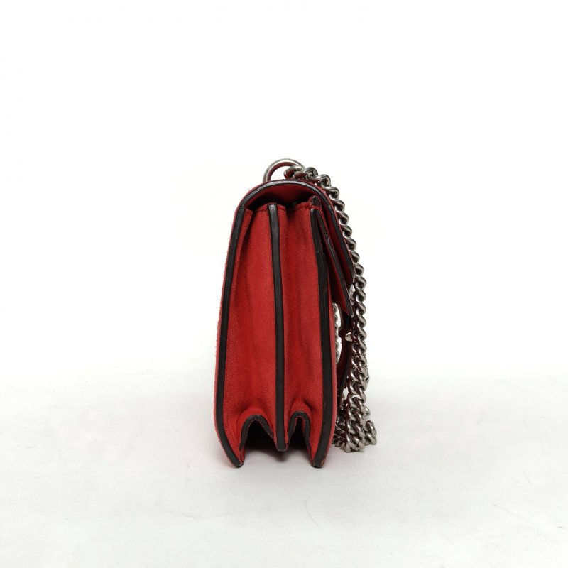 GUCCI Dionysus酒神中號28紅色麂皮銀扣肩背包-1