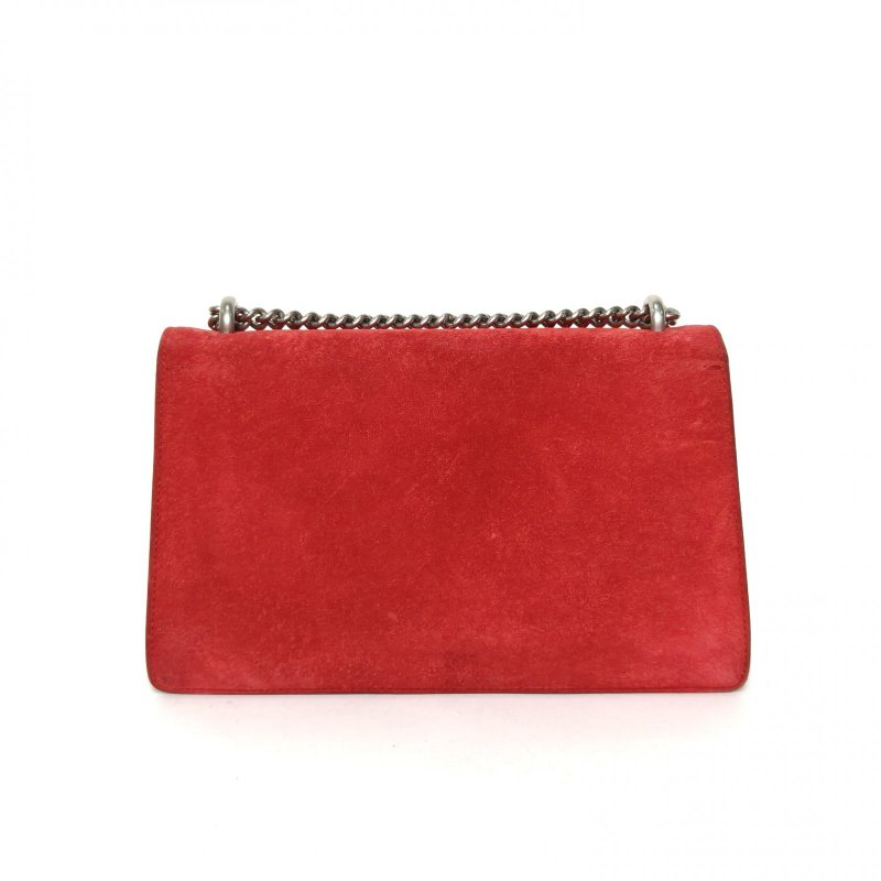 GUCCI Dionysus酒神中號28紅色麂皮銀扣肩背包-2