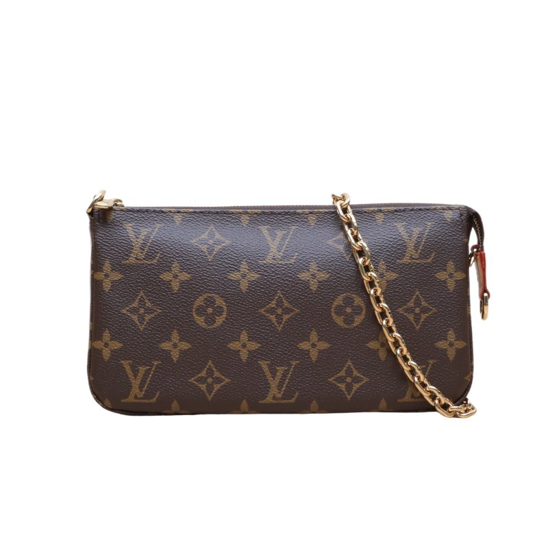 LOUIS VUITTON Pochette Accessoires大麻將包新款帶鏈條老花PVC金扣芯片-0