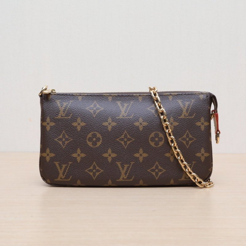 LOUIS VUITTON Pochette Accessoires大麻將包新款帶鏈條老花PVC金扣芯片-2