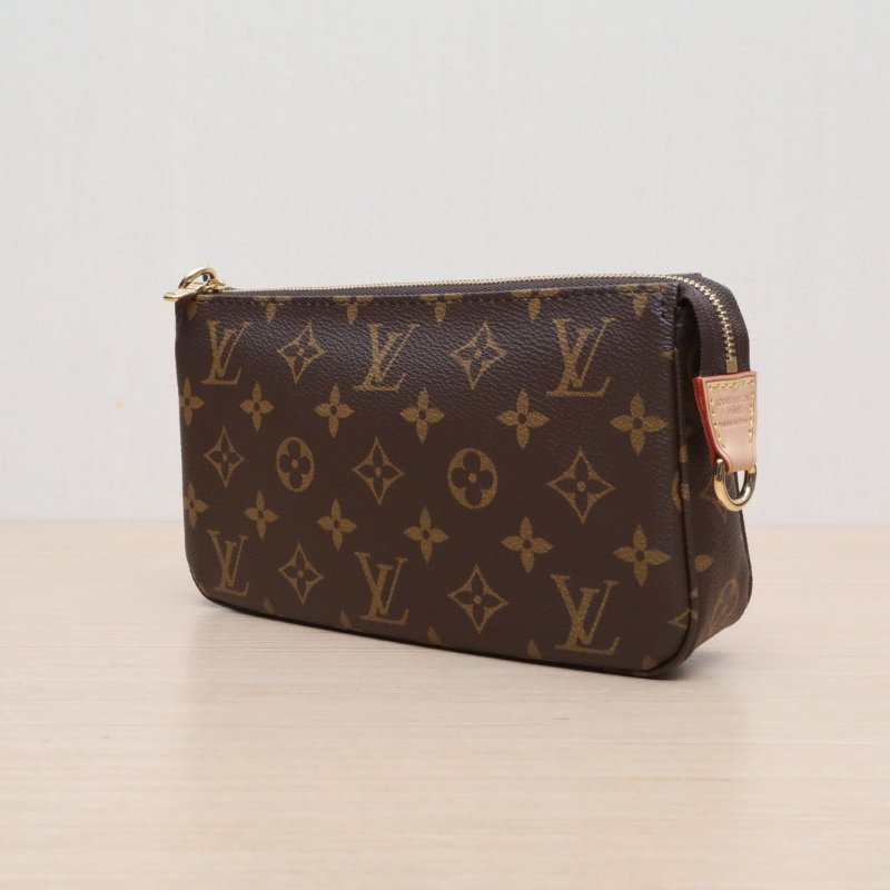 LOUIS VUITTON Pochette Accessoires大麻將包新款帶鏈條老花PVC金扣芯片-3