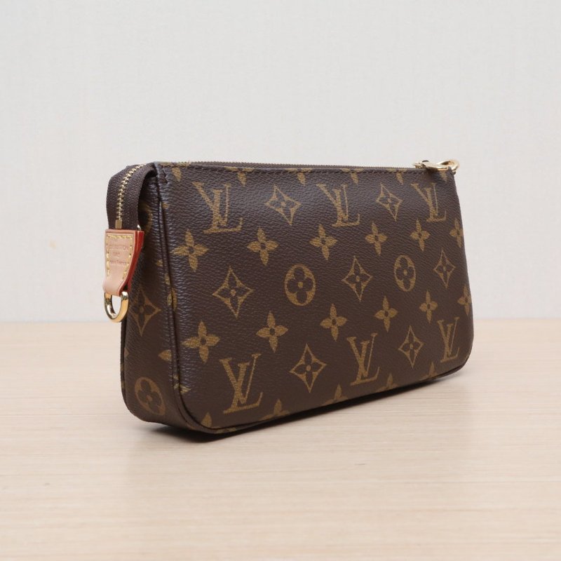 LOUIS VUITTON Pochette Accessoires大麻將包新款帶鏈條老花PVC金扣芯片-5