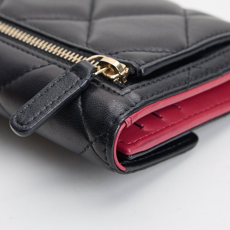 二手Chanel 19 三折短夾/黑金-7