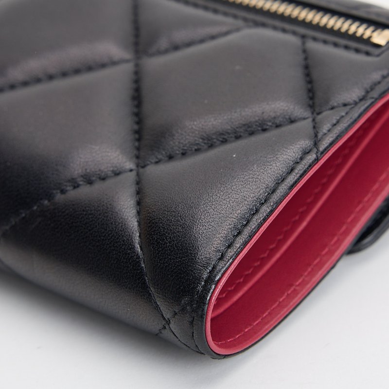 二手Chanel 19 三折短夾/黑金-10