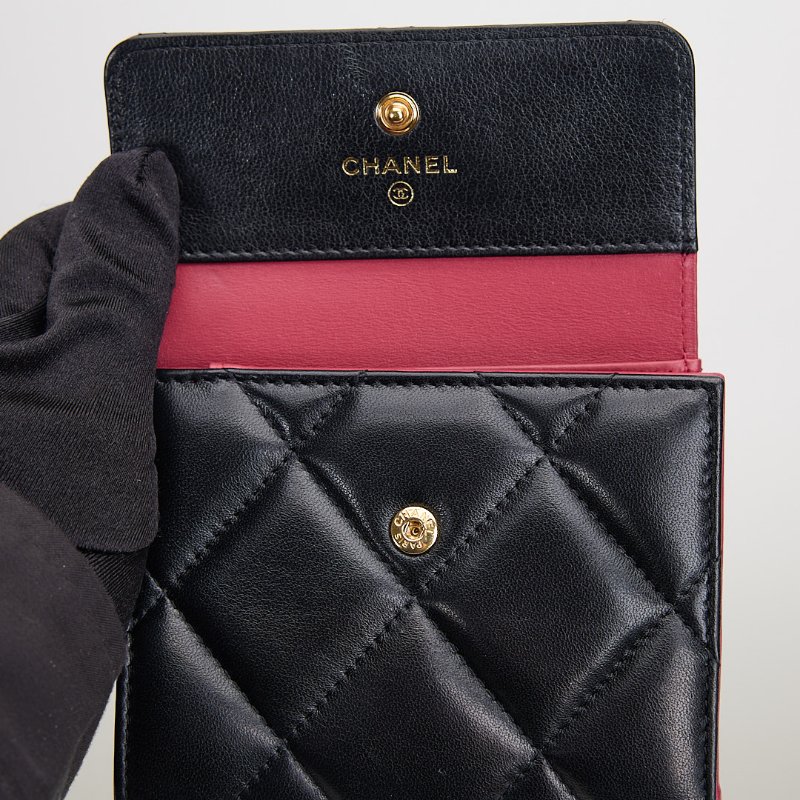 二手Chanel 19 三折短夾/黑金-15