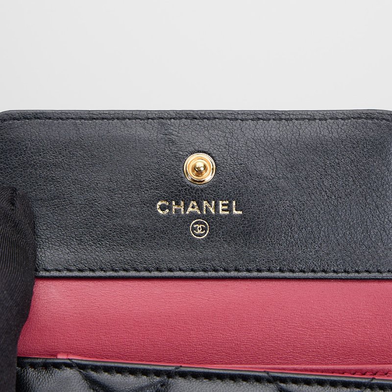 二手Chanel 19 三折短夾/黑金-16