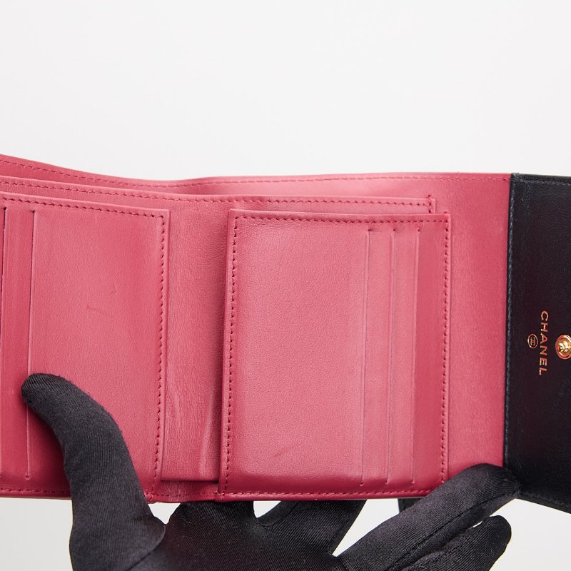 二手Chanel 19 三折短夾/黑金-20