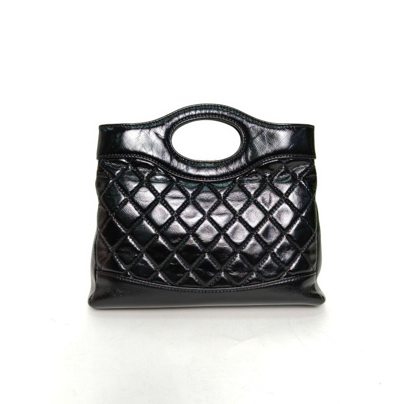 CHANEL 31Bag24B/23*22黑色羊皮晶片開金扣肩背包-2