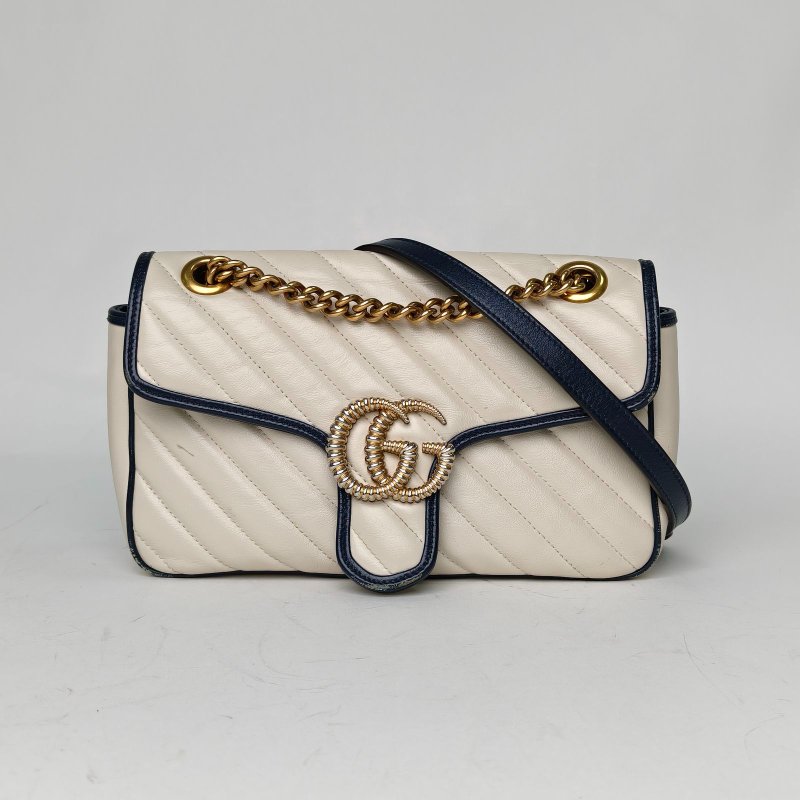 GUCCI GGMarmont肩背包小號26羊角扣拼色牛皮金扣肩背包-0