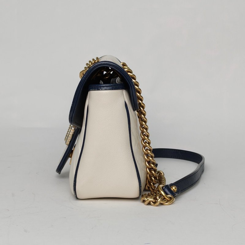 GUCCI GGMarmont肩背包小號26羊角扣拼色牛皮金扣肩背包-1