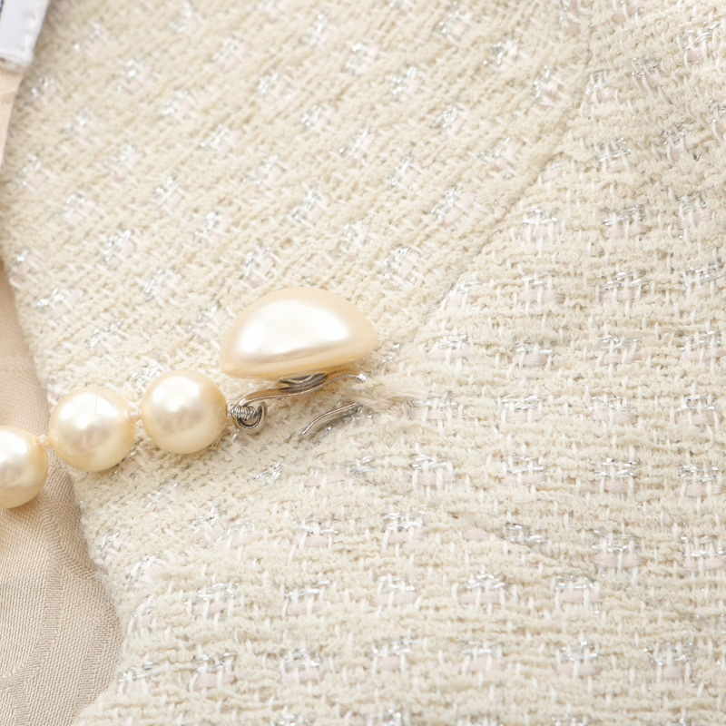 香奈兒 (CHANEL) 斜紋軟呢珍珠套裝 P17766V09979 羊毛/尼龍/腈綸/人造絲 米色 二手 女士-7