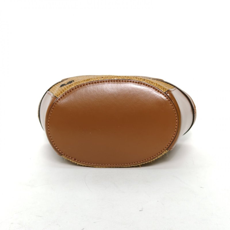 MARNI 限量秀款編織lOGO刺繡菜籃子斜挎包MIN金棕色拉菲草限量秀款編織肩背包-4