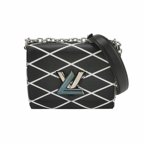 Louis Vuitton(LV)Twist小號牛皮拼色網格LV旋轉鎖扣單肩包