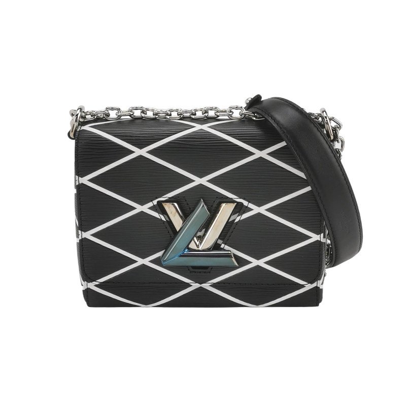 Louis Vuitton(LV)Twist小號牛皮拼色網格LV旋轉鎖扣單肩包-0