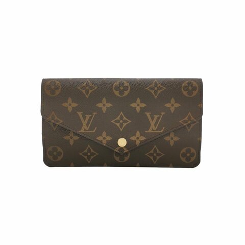 Louis Vuitton(LV)牛皮Monogram印花按扣錢包