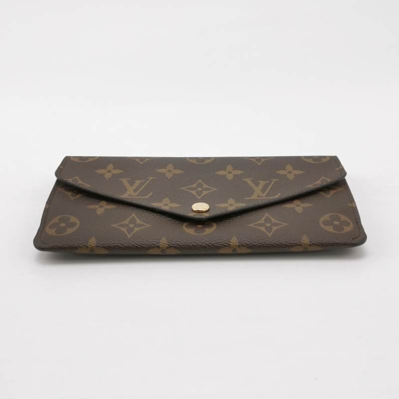 Louis Vuitton(LV)牛皮Monogram印花按扣錢包-4