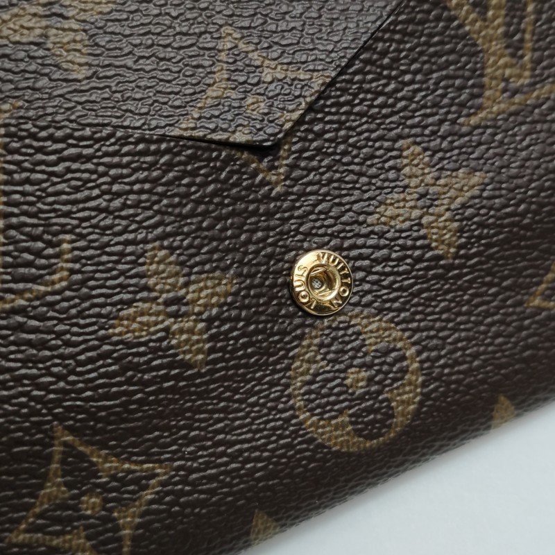 Louis Vuitton(LV)牛皮Monogram印花按扣錢包-7