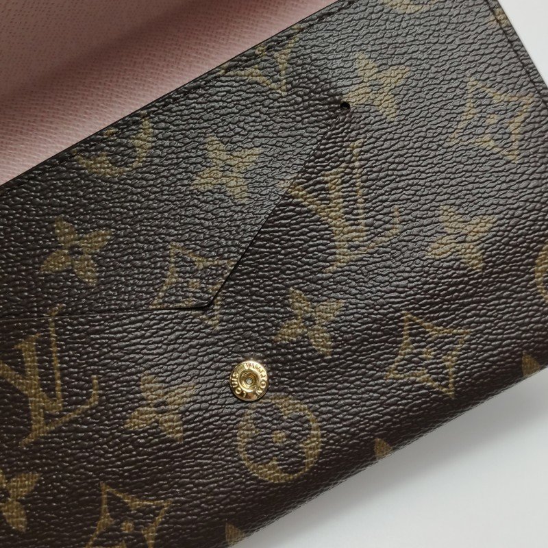 Louis Vuitton(LV)牛皮Monogram印花按扣錢包-10