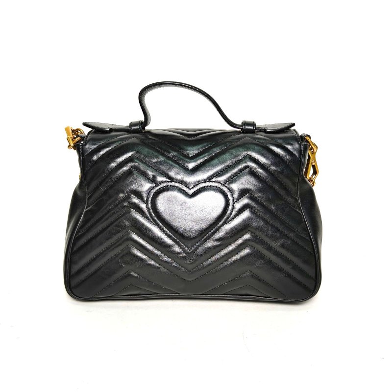 GUCCI GGMarmont手提肩背包小號27黑色牛皮金扣肩背包-2