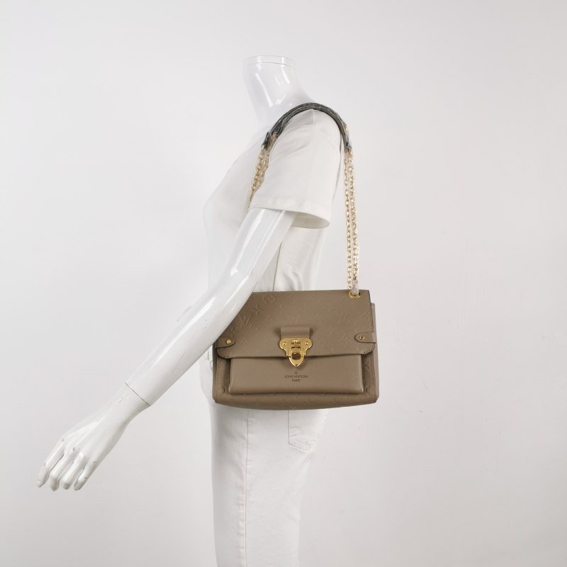 Louis Vuitton(LV)Vavin小號牛皮純色老花壓紋鎖扣單肩包芯片款-1